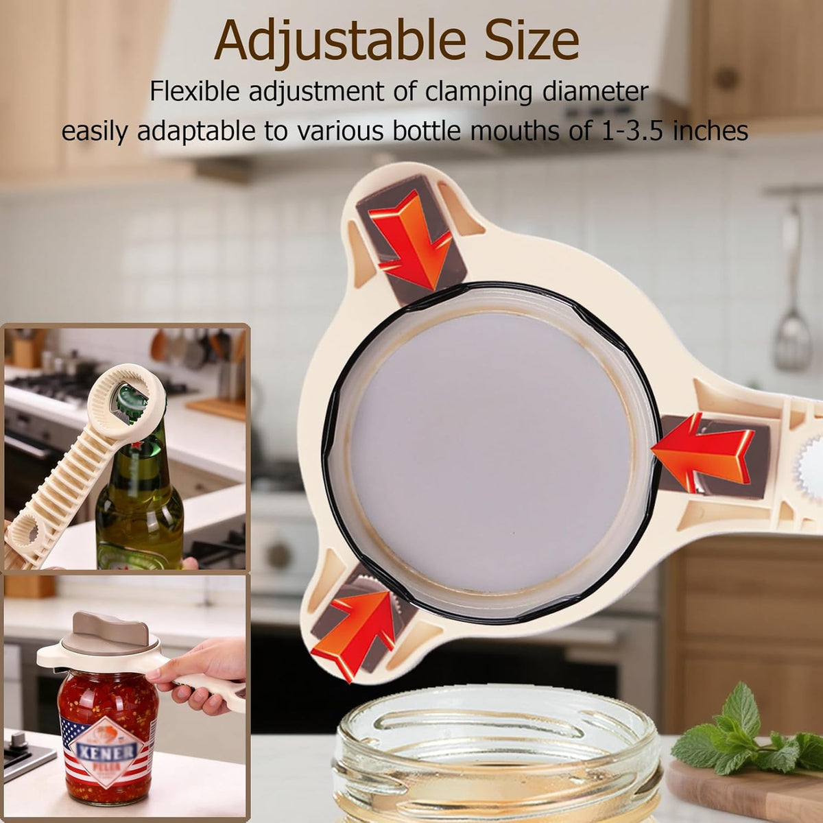 4-in-1 Jar Opener, Adjustable Jar Opener for Seniors