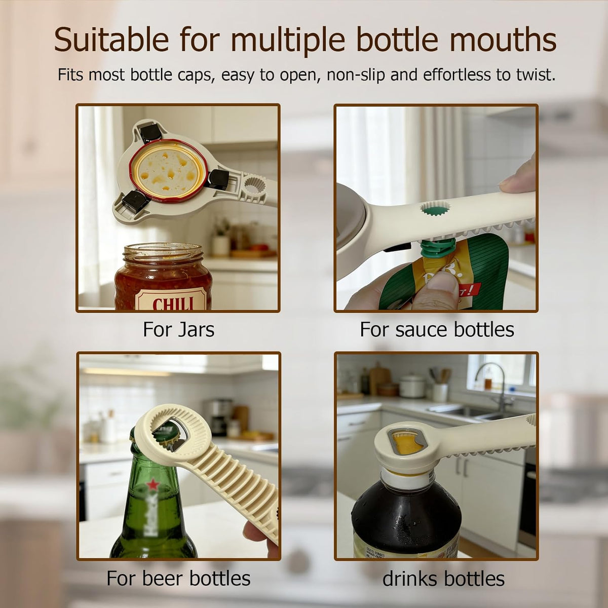 4-in-1 Jar Opener, Adjustable Jar Opener for Seniors