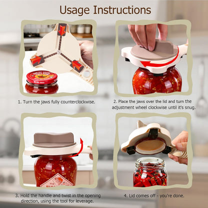 4-in-1 Jar Opener, Adjustable Jar Opener for Seniors