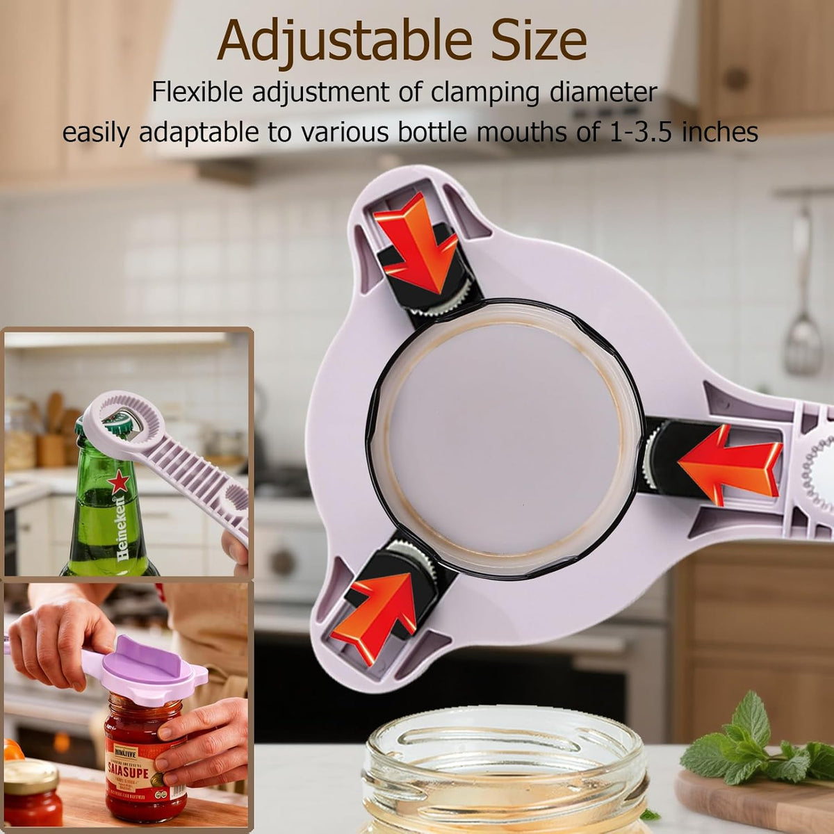 4-in-1 Jar Opener, Adjustable Jar Opener for Seniors