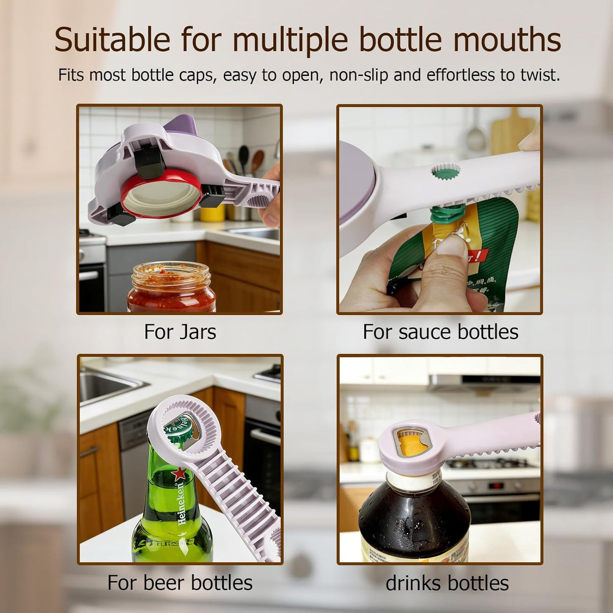 4-in-1 Jar Opener, Adjustable Jar Opener for Seniors
