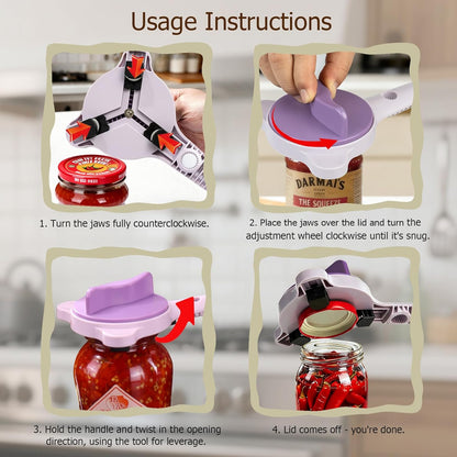 4-in-1 Jar Opener, Adjustable Jar Opener for Seniors