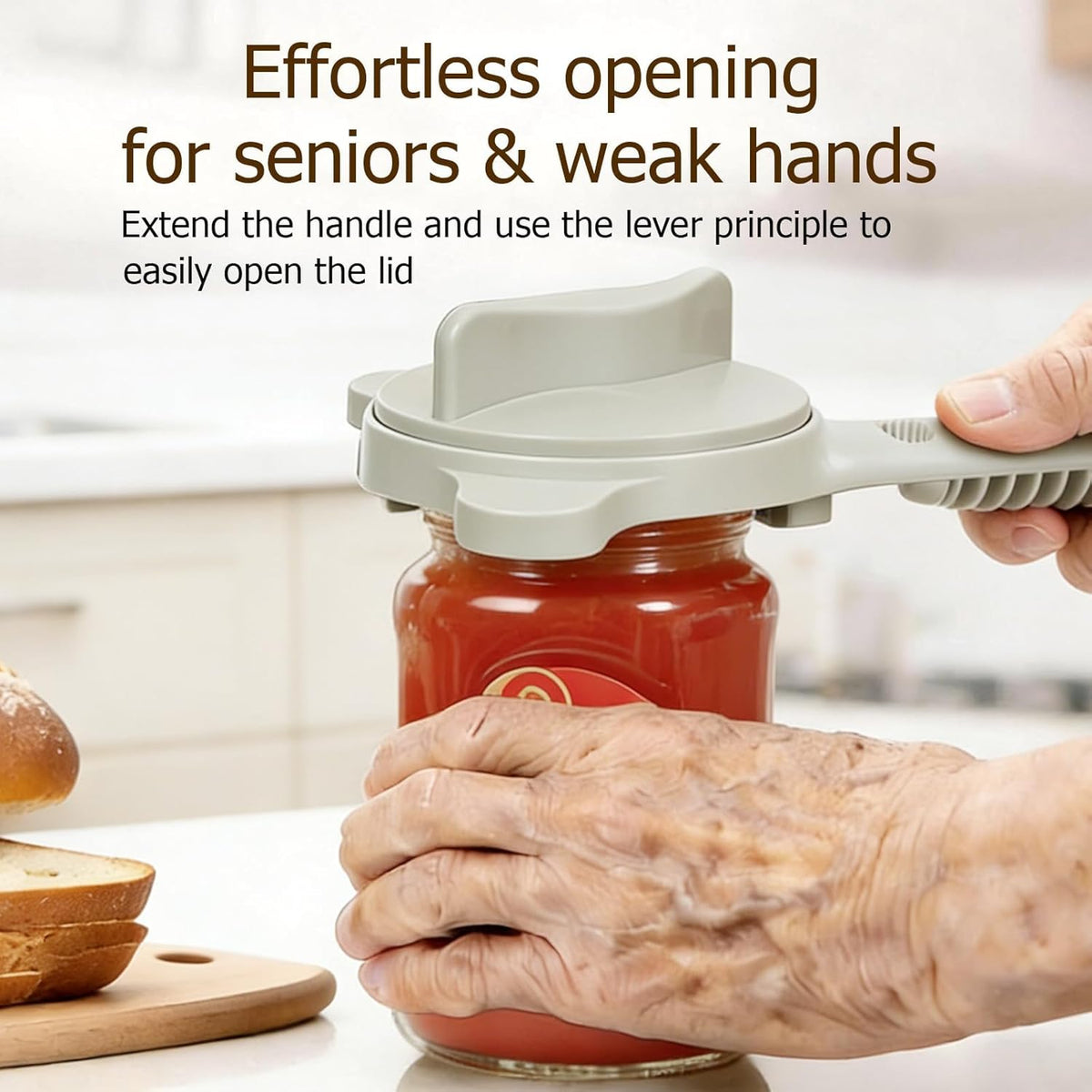 4-in-1 Jar Opener, Adjustable Jar Opener for Seniors