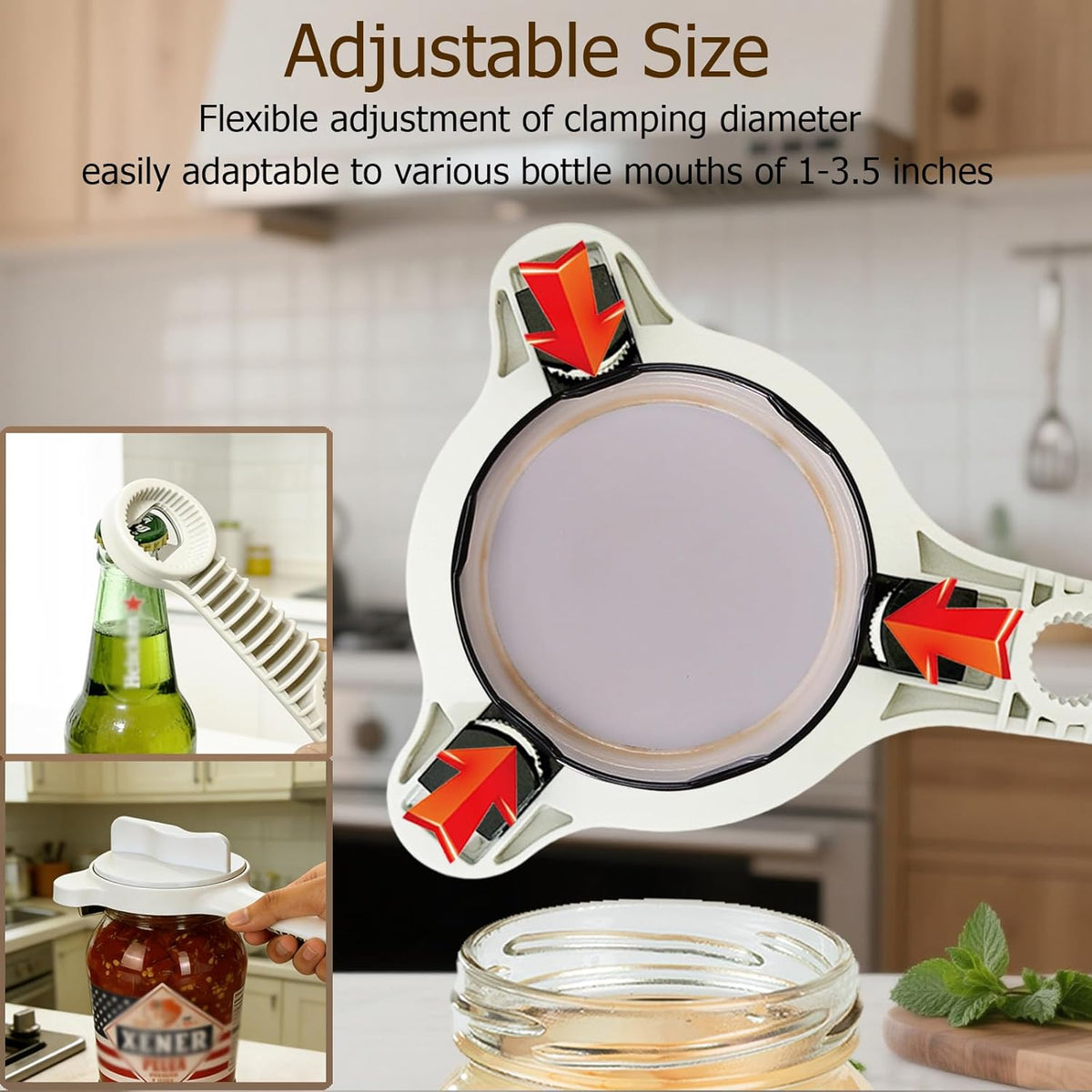 4-in-1 Jar Opener, Adjustable Jar Opener for Seniors