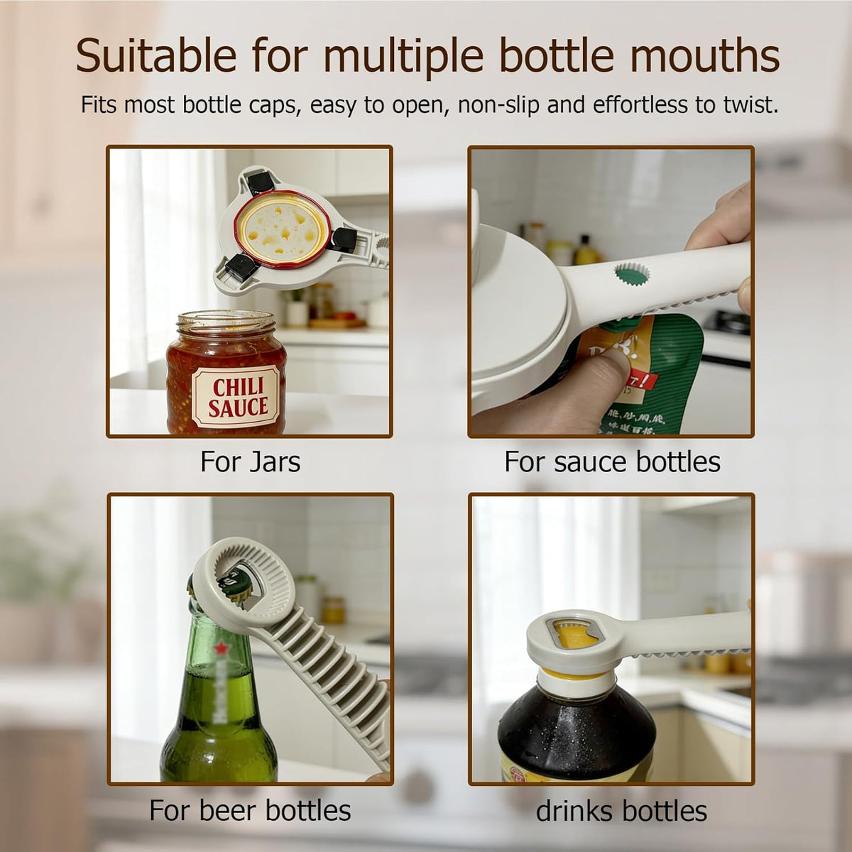4-in-1 Jar Opener, Adjustable Jar Opener for Seniors