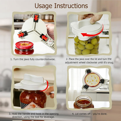 4-in-1 Jar Opener, Adjustable Jar Opener for Seniors