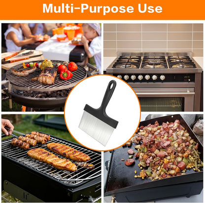 Heavy Duty Grill Scraper, 3-in-1 Stainless Steel Griddle Scraper