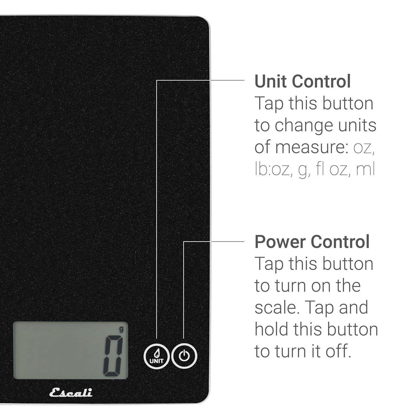 Escali Arti Glass Food Scale Digital Countertop Kitchen, Baking and Cooking Scale with Nutrition and Calorie Counter, 15-Pound Capacity, 9" x 6.5" x .75", Gray Storm