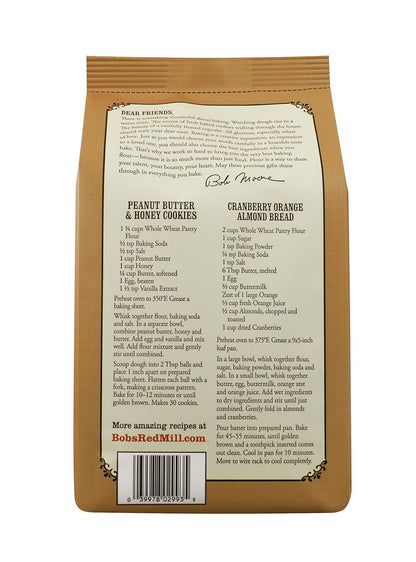 Bob's Red Mill Organic Pastry Flour Whole Wheat 5 lb, 80 Ounce