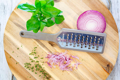 Microplane EcoGrate Series - Fine Cheese Grater with Peacock Blue Frame | USA-Made Blade