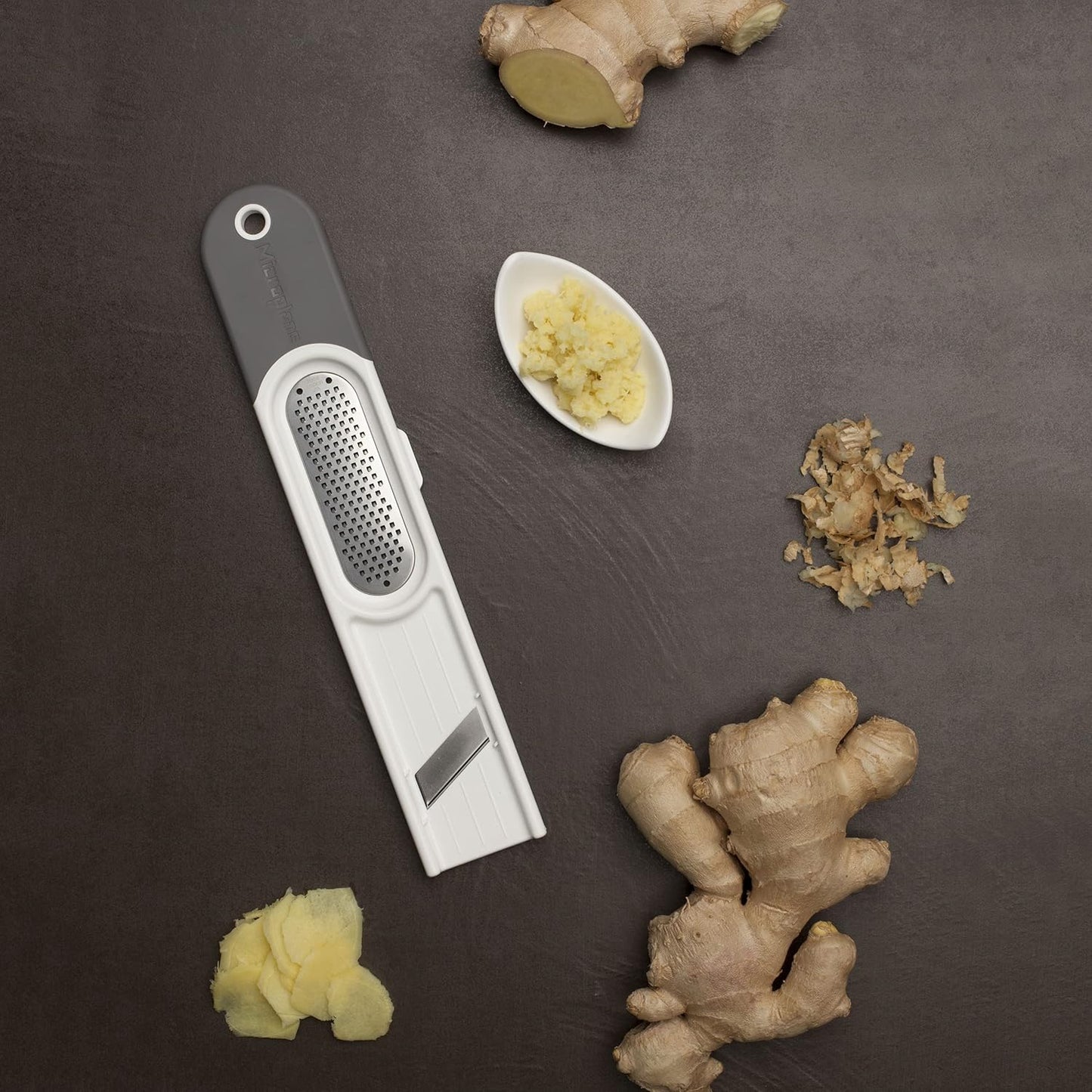 Microplane 3-in-1 Ginger Grater Tool - Black and Grey