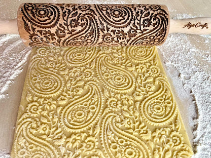 BEEHIVE Embossing Rolling Pin with Pattern. Laser Engraved Embossing Dough Roller for Homemade Cookies and Pottery by Algis Crafts