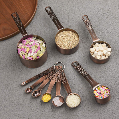 Measuring Spoons Set, 18/8 Stainless Steel Measuring Spoons Set for Dry&Liquid, Metal Metric & US Measuring Spoon with 1 Leveler and Locking Ring for Kitchen & Baking