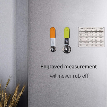 U-Taste Professional Measurement Conversion Chart Refrigerator Magnet in 18/8 Stainless Steel, Conversions for Cups, Tablespoons, Teaspoons, Fluid Oz and Milliliters