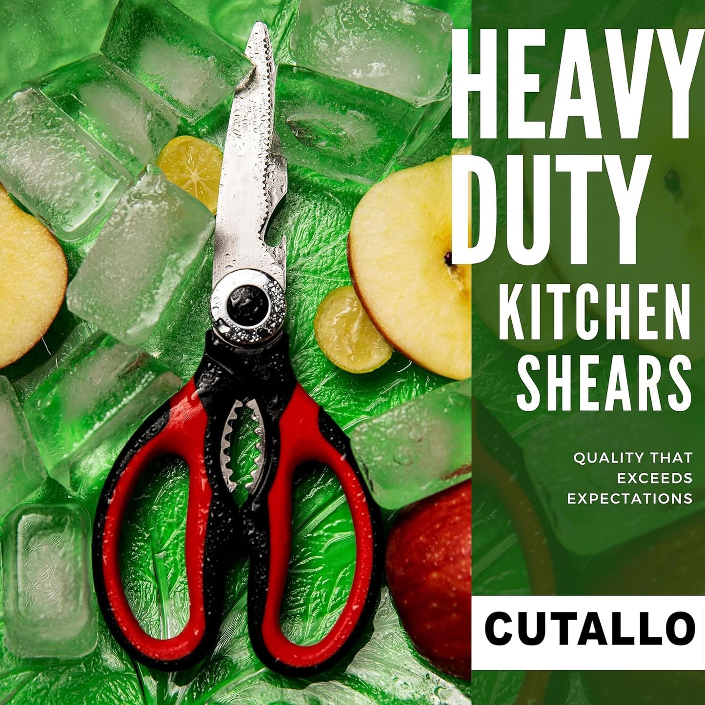 Kitchen Scissors Stainless Steel Sharp Blades with Cushioned Soft TPR Grip for Easy Handling – Heavy Duty Multipurpose Scissors for Meat, Chicken, Fish, Vegetables, & Herbs – Bottle Opener