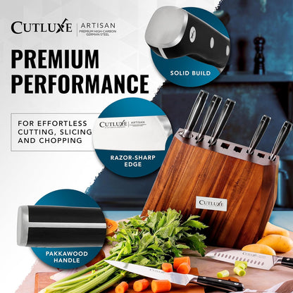 Cutluxe Kitchen Knives, 5 Pcs Chef's Knife Set – Razor Sharp German Steel, Full Tang, Ergonomic Handles – Artisan Series