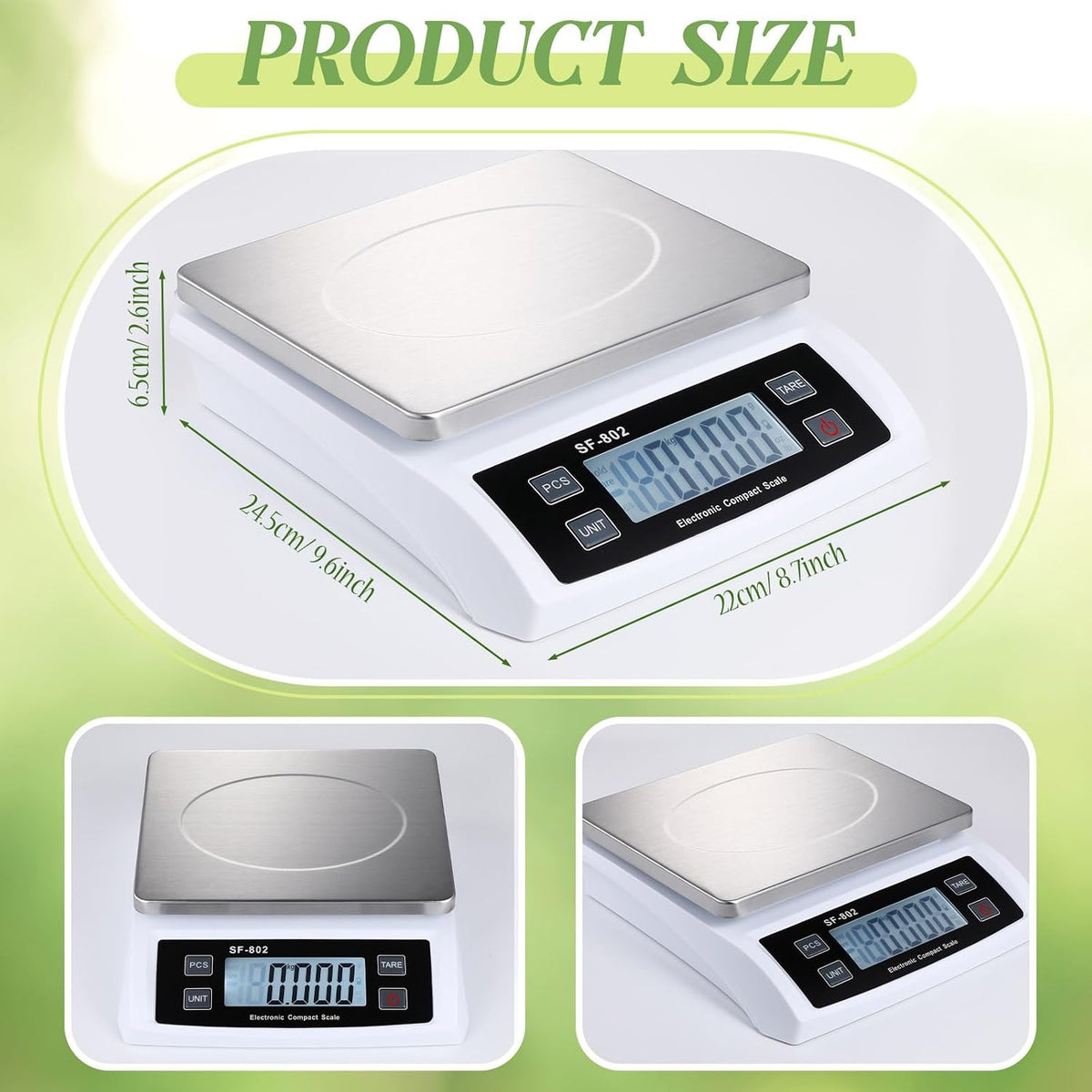Large Digital Kitchen Scale 66LB 30kg Commercial Food Scale, Silver