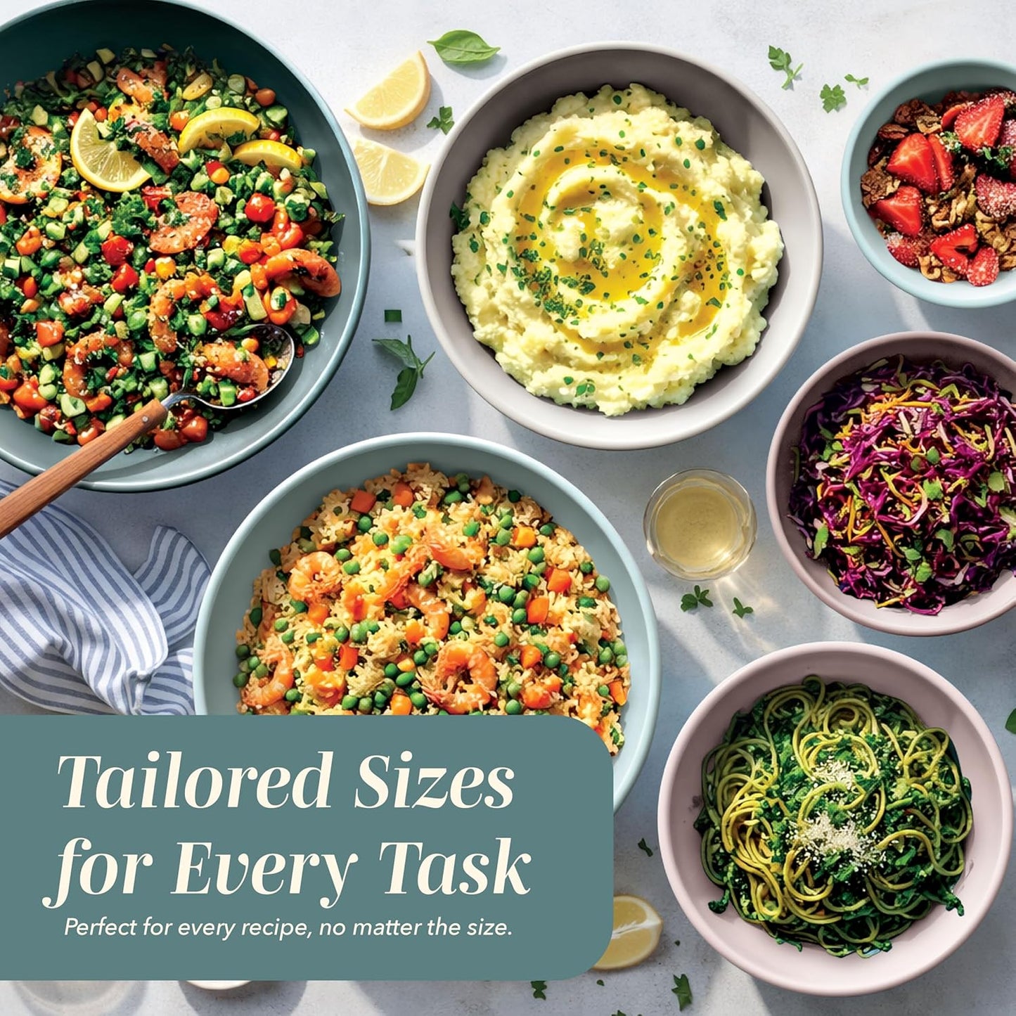 COOK WITH COLOR Mixing Bowls with Lids - 12 Piece Plastic Nesting Bowls Set includes 6 Prep Bowls and 6 Lids, Microwave Safe Mixing Bowl Set, Black Embossed - Colors B