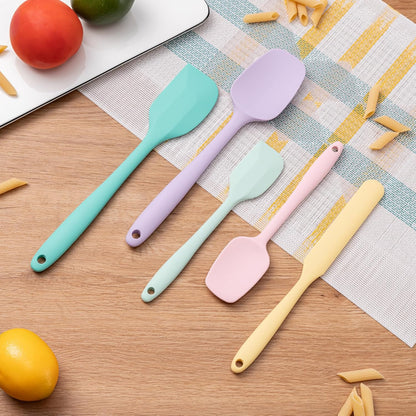 Silicone Spatula Set, 5 Piece Food Grade Rubber Spatulas for Baking, Cooking, and Mixing High Heat Resistant Non Stick Dishwasher Safe BPA-Free (Multicolor)