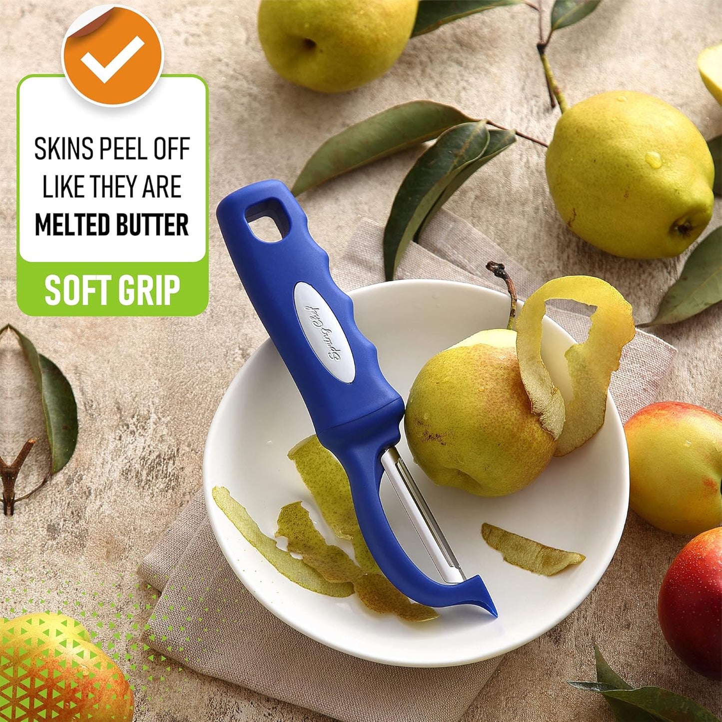 Spring Chef Premium Swivel Vegetable Peeler, Soft Grip Handle and Ultra Sharp Stainless Steel Blades - Perfect Kitchen Peeler For Veggie, Fruit, Potato, Carrot, Apple - Pink Lemonade