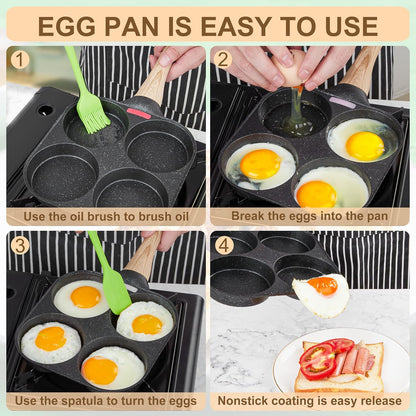 MyLifeUNIT Egg Pan, 4-Cup Egg Frying Pan and 20oz Pancake Batter Dispenser Bundle