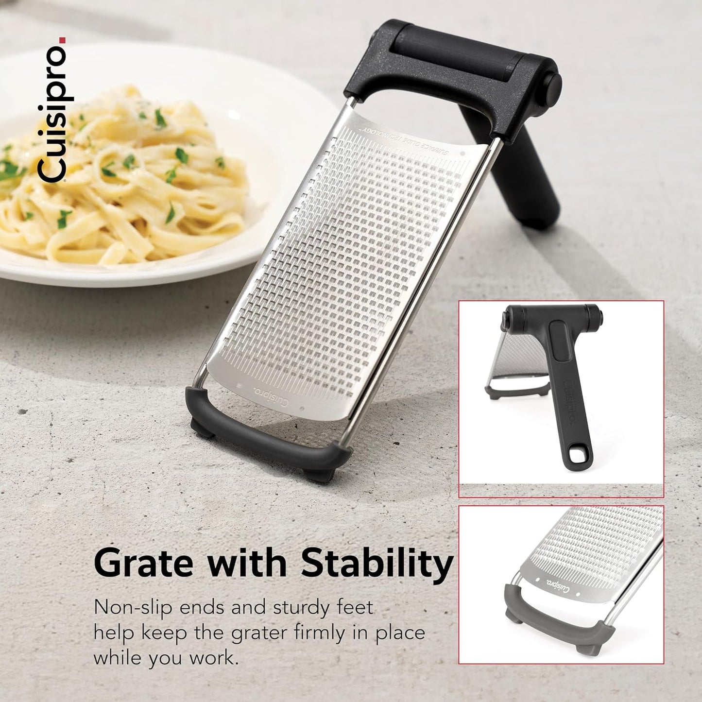 CUISIPRO Surface Glide Technology Stainless Steel Folding Handle Grater, Coarse