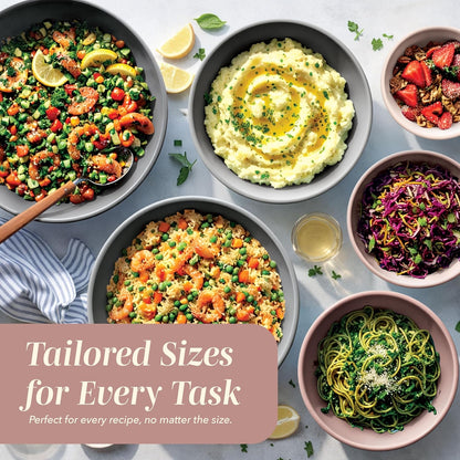 COOK WITH COLOR Mixing Bowls with Lids - 12 Piece Plastic Nesting Bowls Set includes 6 Prep Bowls and 6 Lids, Microwave Safe Mixing Bowl Set, Black Embossed - Colors B