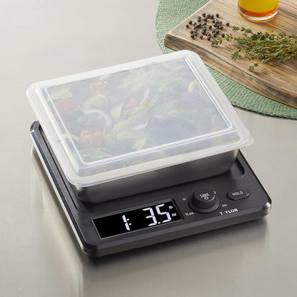 Taylor Waterproof Digital Kitchen Scale, 11 pounds, Black