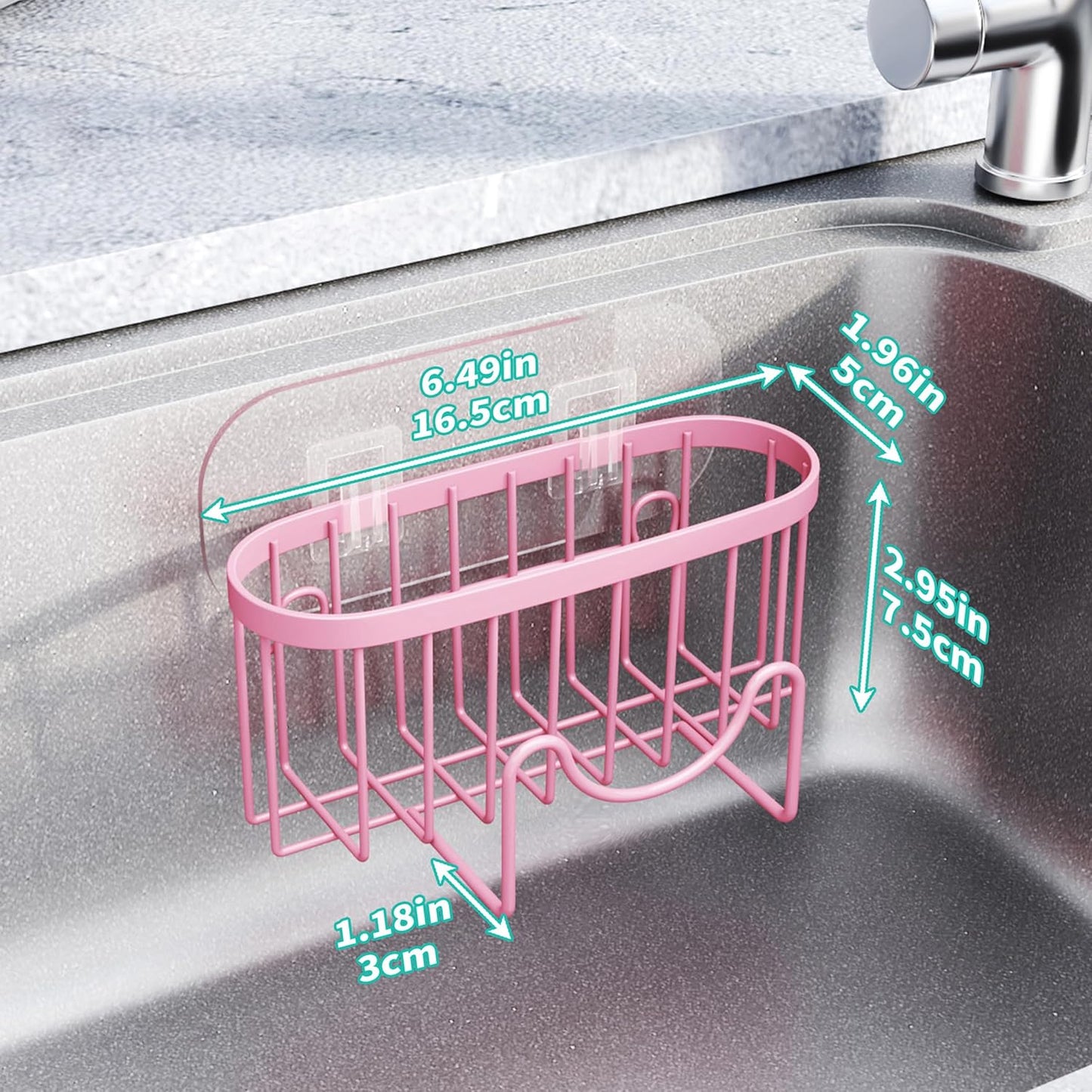 HapiRm Multifunctional Sponge Holder with Unique M-Shaped, 2 Installation Methods Kitchen Sink Caddy Organizer, Rustproof Stainless Steel Kitchen Organizers and Storage Essentials - Black
