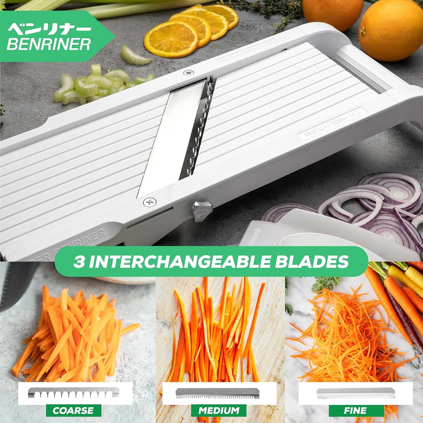 Benriner Super Slicer, with 4 Japanese Stainless Steel Blades, Beige
