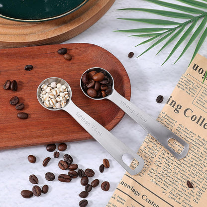 2Pcs 1 Teaspoon(1 Tsp | 1/3 Tbsp | 5 Ml | 5 Cc | 1/6 Oz) Measuring Spoons Stainless Steel Single Measuring Spoon Long Handle Scoop for Measuring Coffee Pet Food Grains Protein Spices Dry Goods -Silver