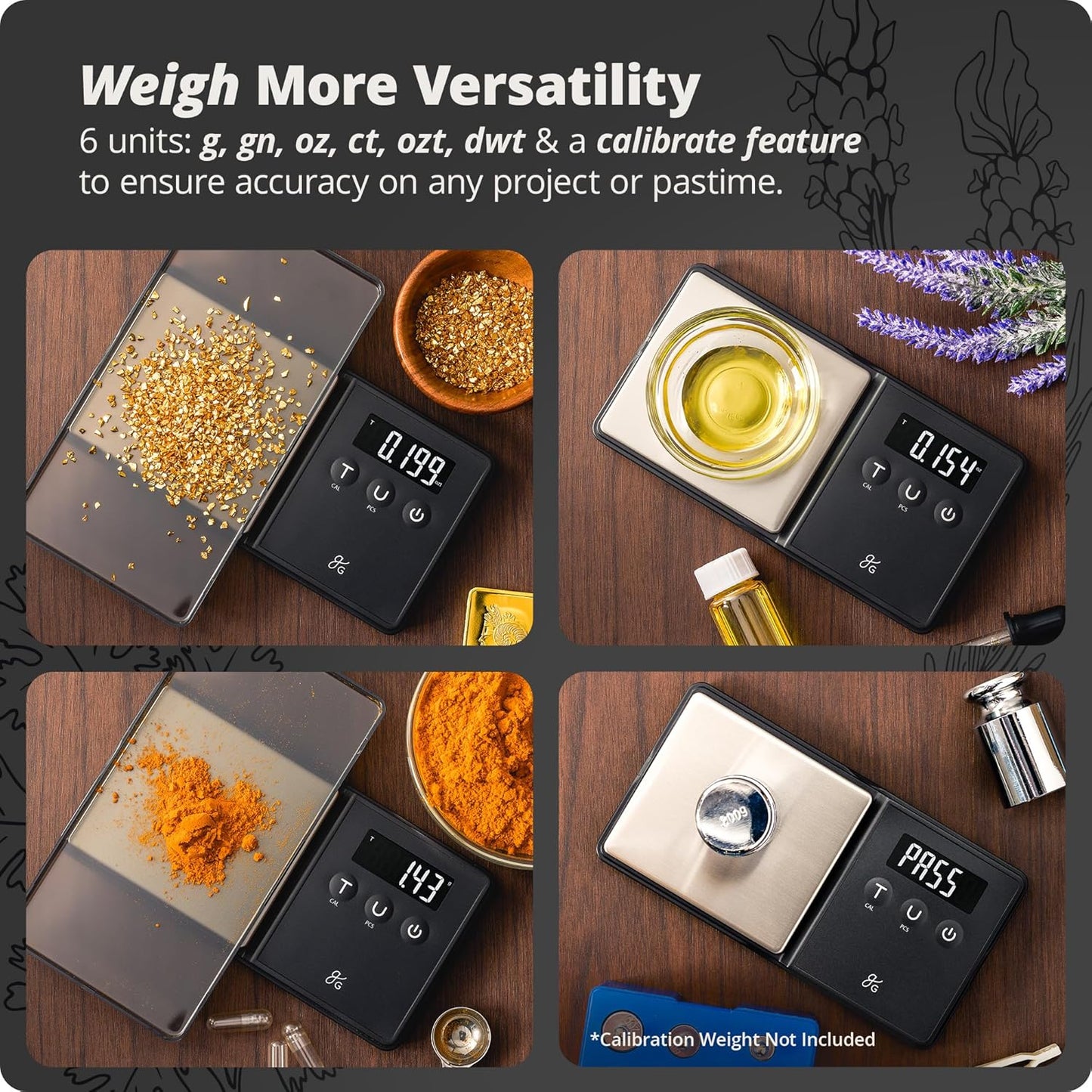 Greater Goods Digital Espresso and Coffee Scale - 750 x 0.1g, Mini Scale with 6 Units of Measurement
