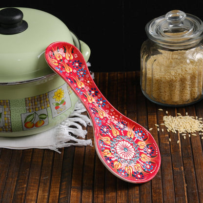 Handmade Spoon Rest, Ceramic Spoon Rest for Stove Top, 10" Spoon Rest for Kitchen Counter, Dishwasher Safe Spoon Holder for Stove, Housewarming Gifts Utensil Rest, Colorful Spoon Rests (Black)