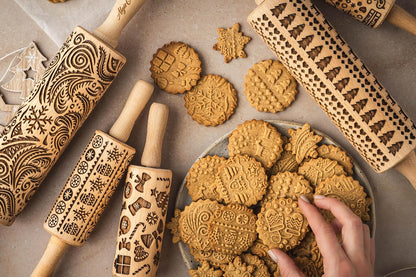Embossing Rolling Pin SHELLS. Dough and Clay Roller for Embossed Cookies and Pottery. Cookie and Ceramic Stamp. Backing Gifts for Women by Algis Crafts