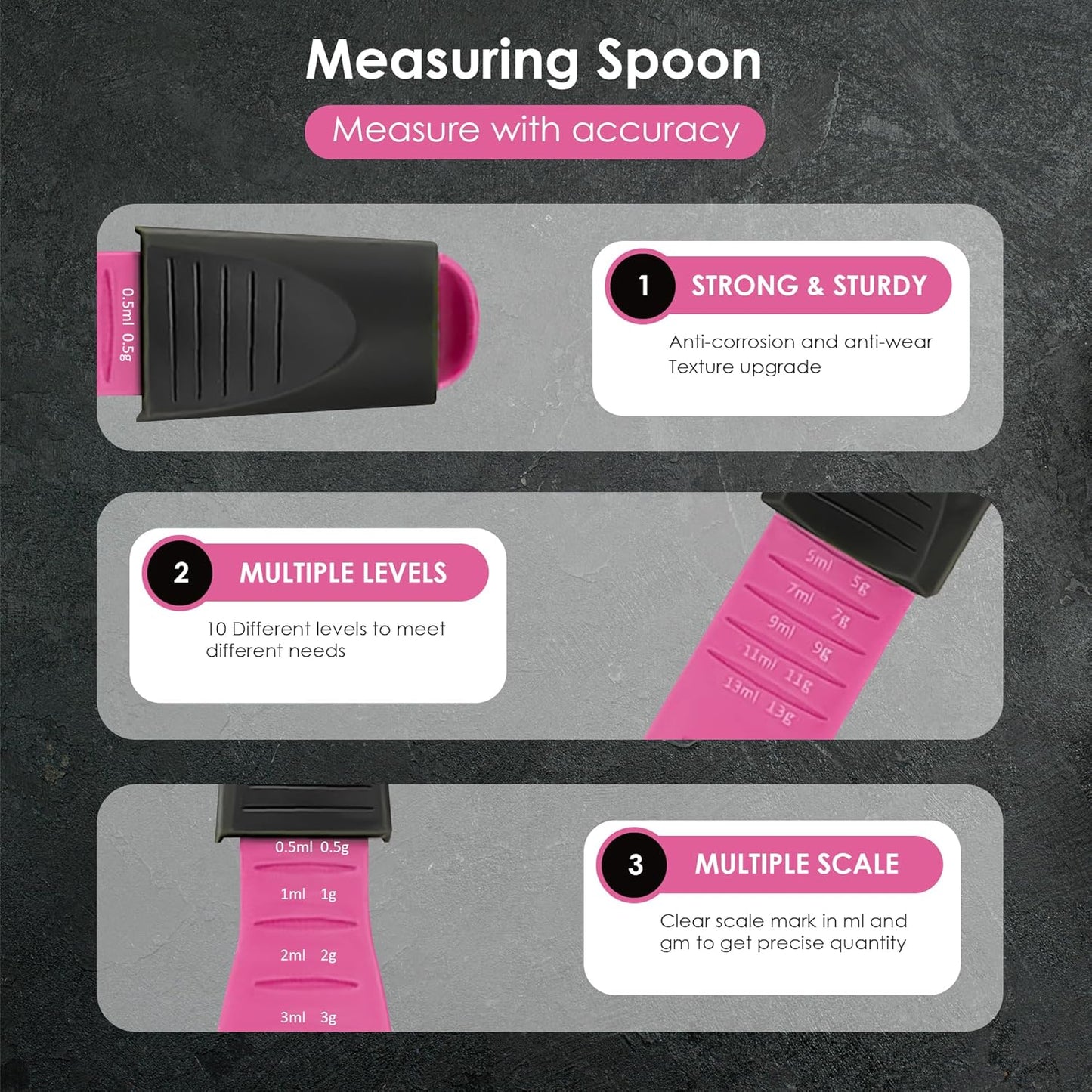 GOCHA Double-Ended Adjustable Measuring Spoon - 9-in-1 Kitchen Tool with Precision Scales (0.5-13ml/g) - Space-Saving Design for Dry & Liquid Ingredients (Black Green)