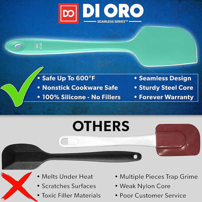 DI ORO Silicone Spatula Set - Rubber Kitchen Spatulas for Baking, Cooking, & Mixing - 600°F Heat-Resistant & BPA Free Silicone Scraper Spatulas for Nonstick Cookware - Dishwasher Safe (4pc, Black)