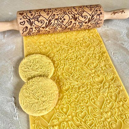 BEEHIVE Embossing Rolling Pin with Pattern. Laser Engraved Embossing Dough Roller for Homemade Cookies and Pottery by Algis Crafts