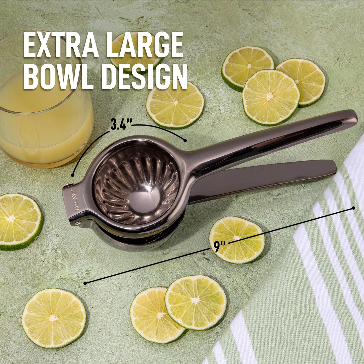 Lemon Squeezer Stainless Steel with Premium Quality Heavy Duty Solid Metal Squeezer Bowl - Large Manual Citrus Press Juicer and Lime Squeezer Stainless Steel - by Zulay Kitchen