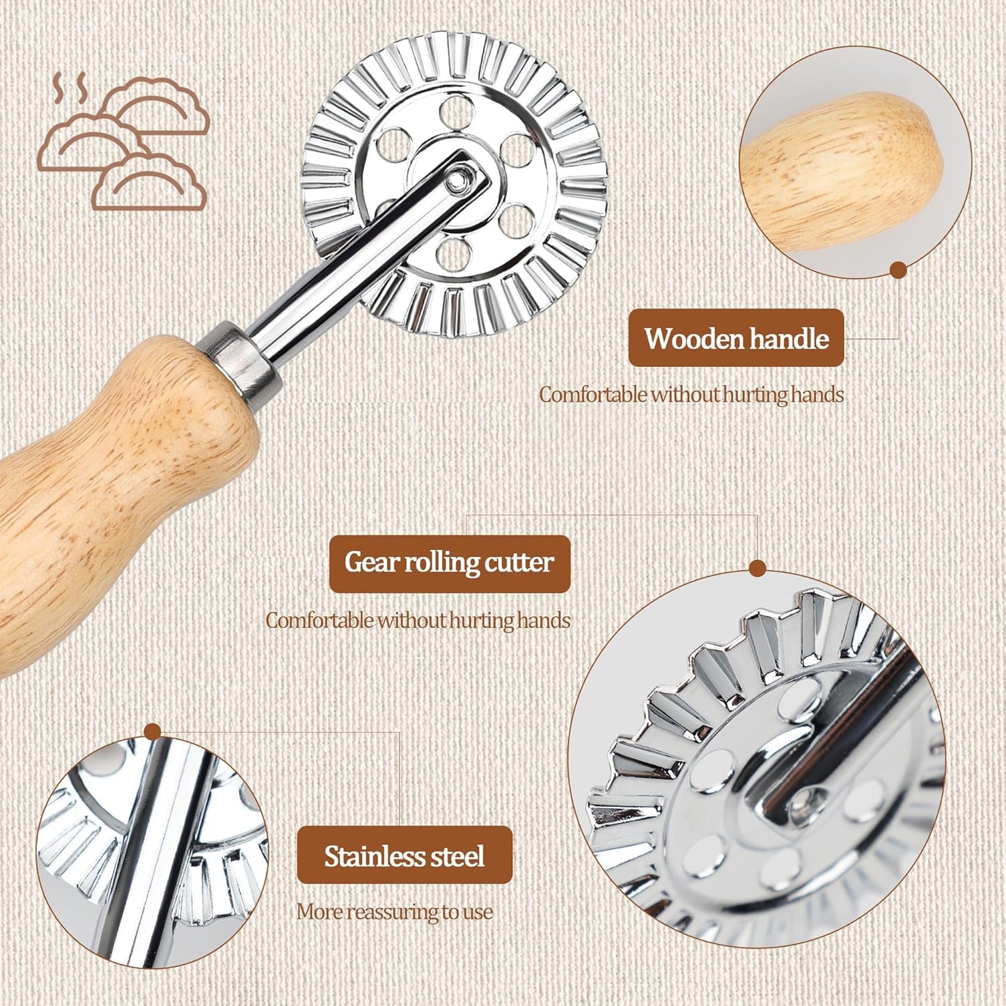 Pastry Cutter Double Wheel - Exquisite Wooden Handle, Perfect for Pasta, Pizza, Ravioli, Cookie -Cheese Slicers Enhance Your Culinary Artistry