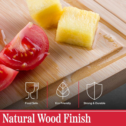 Cutting Board with Strainer - 2 in 1 Adjustable Bamboo Chopping Board with Removable Stainless Steel Colander for Over the Sink by Classic Cuisine
