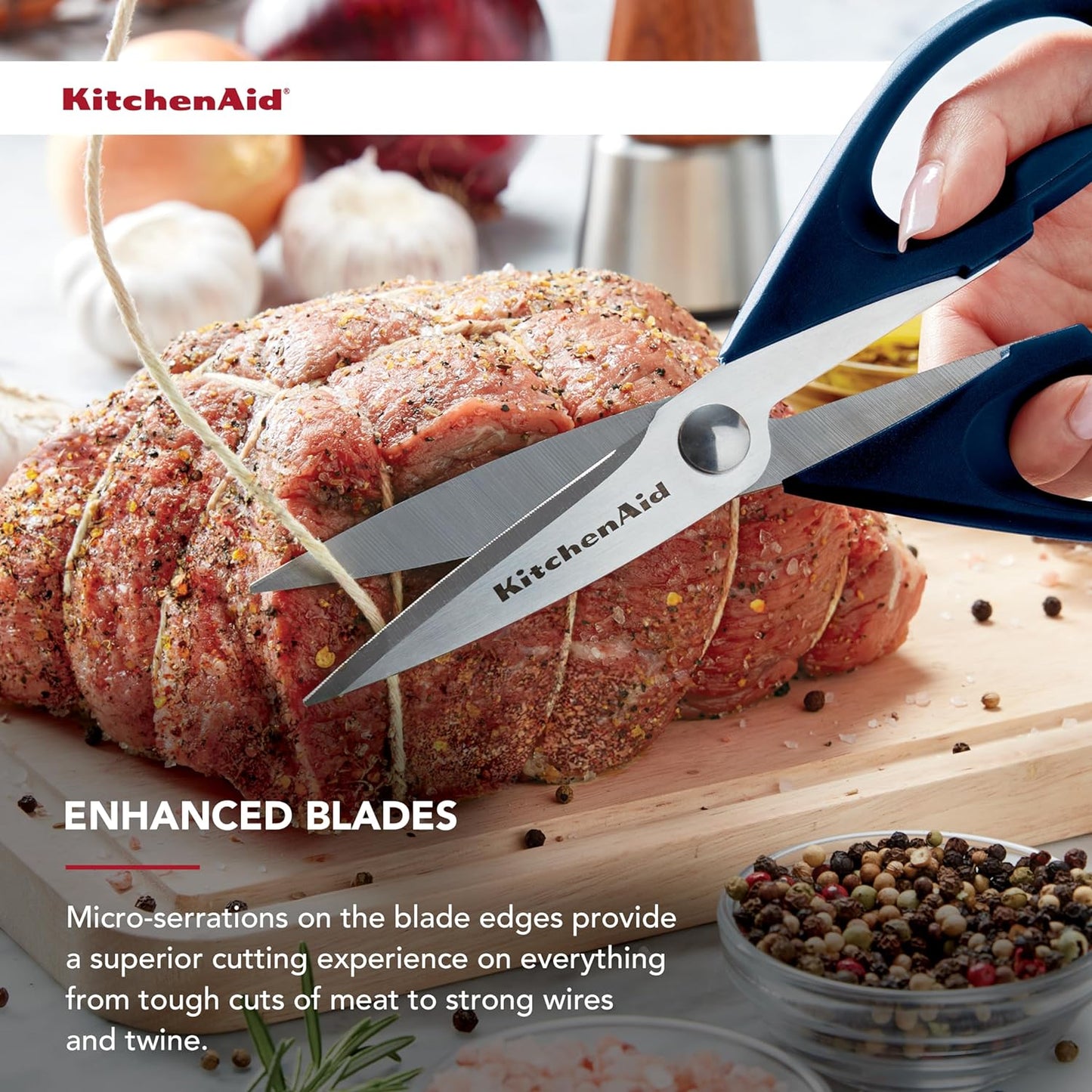 KitchenAid Multipurpose Shear Set, Versatile Scissors with Nutcracker, Bottle Opener, Ergonomic Handles with Protective Blade Covers, 2 Piece