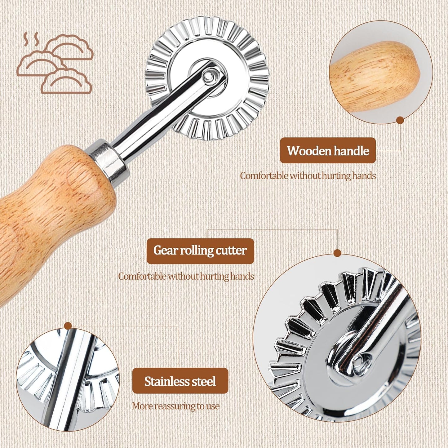 Pastry Cutter Double Wheel - Exquisite Wooden Handle, Perfect for Pasta, Pizza, Ravioli, Cookie -Cheese Slicers Enhance Your Culinary Artistry