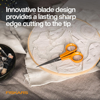 Fiskars Micro Trip Scissors, SoftGrip Precision Cutting Shears, Non-Stick Stainless Steel Blades, 5 inches