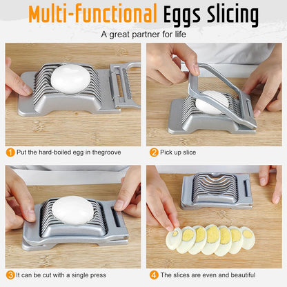 Egg Slicer for Hard Boiled Eggs, Stainless Steel Wire, Multipurpose Heavy Duty Aluminium Egg Cutter for Egg, Salads, Sandwiches, Strawberries, Mushrooms, Soft Cheese, Red
