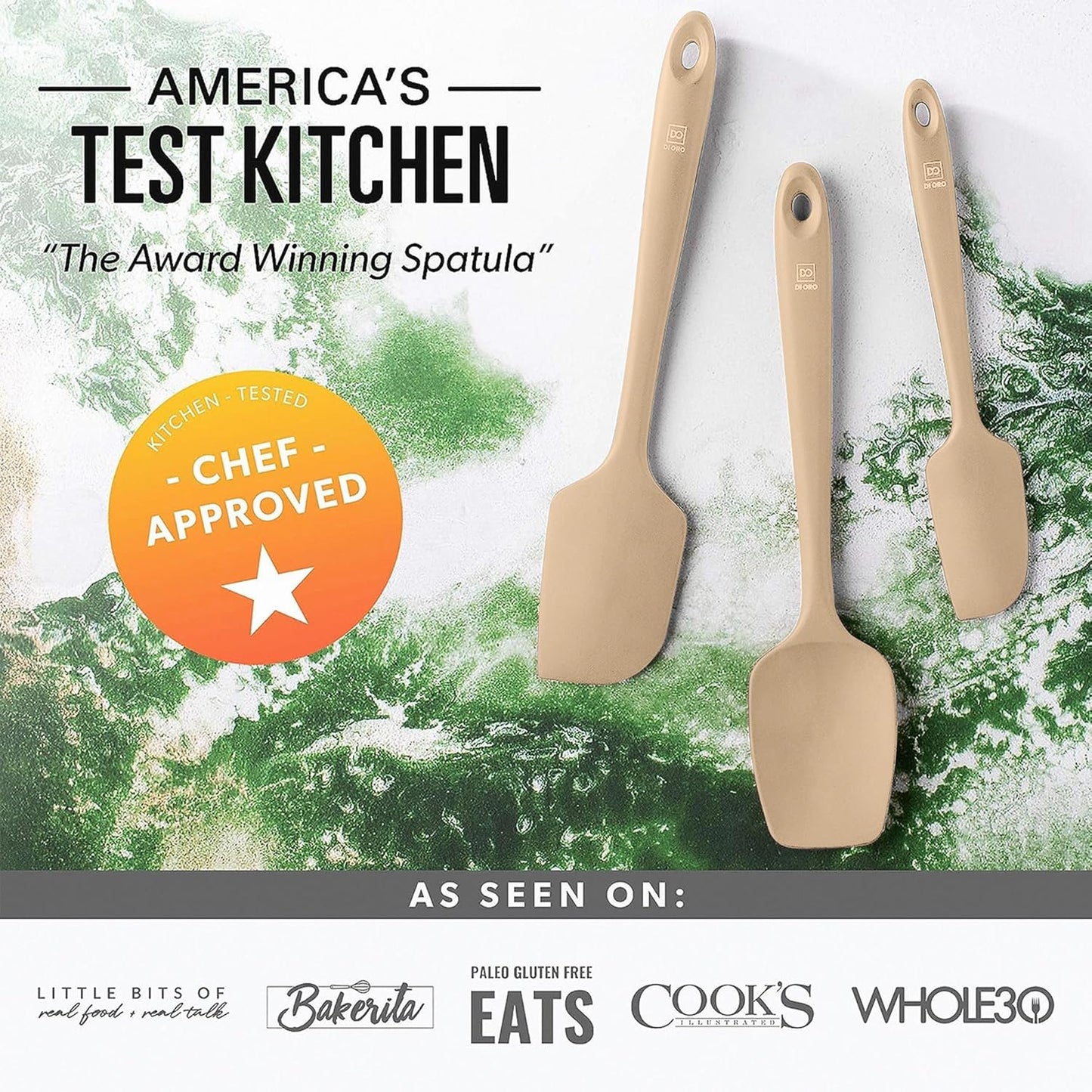 DI ORO Silicone Spatula Set - Rubber Kitchen Spatulas for Baking, Cooking, & Mixing - 600°F Heat-Resistant & BPA Free Silicone Scraper Spatulas for Nonstick Cookware - Dishwasher Safe (4pc, Black)