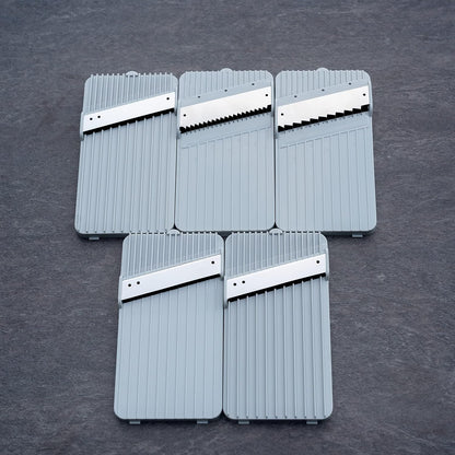 EDI Safe Mandoline Slicer - 5 Interchangeable Blades, Dishwasher Safe, Easy Set-Up - White & Mint Green
