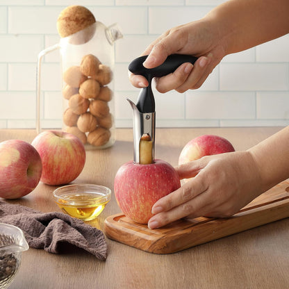 Apple Corer - Ergonomics Handle with Sharp Serrated Blade, Stainless Steel Apple Corer Remover Tool, Easy to Use for Fruit Vegetable and Baking, Dishwasher Safe - Black