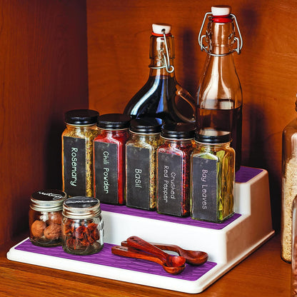 Copco Grey 2 Non-Skid 3-Tier Spice Rack Organizer for Pantry, 2-Pack, 10-Inch