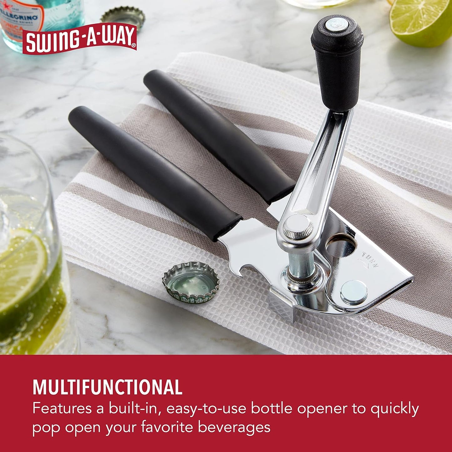 Swing-A-Way Easy-Crank Can Opener with Folding Crank Handle, Black, 3.50 x 4.50 x 10.50