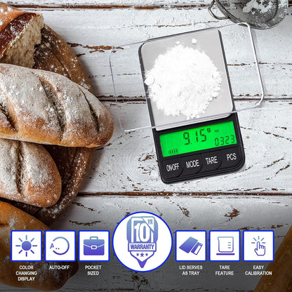 American Weigh Scales Digital Pocket Scale AC Series 1200g x 0.1g | High Precision 0.1g Accuracy Mini Gram Scale for Kitchen, Lab, Jewelry, Coin Scale, Small Digital Gram Scale Portable Travel Scale